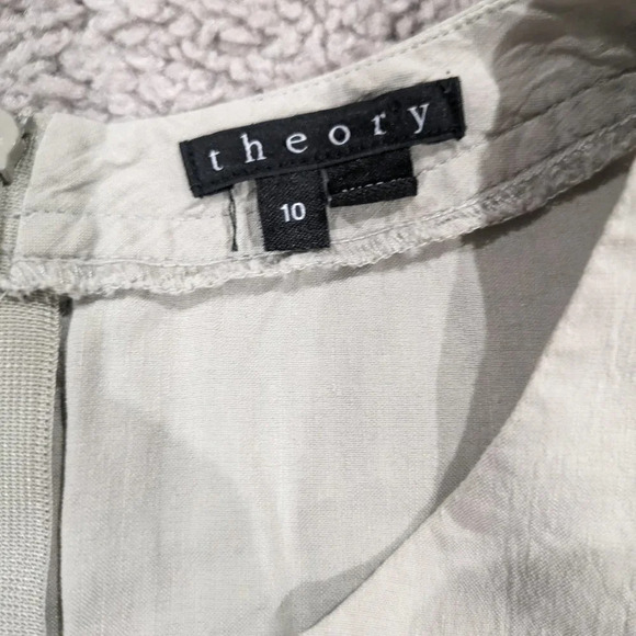 Theory Dress Linen Blend Tan Scoop Neck Sleeveless Mini Dress Size 10 - Picture 4 of 8